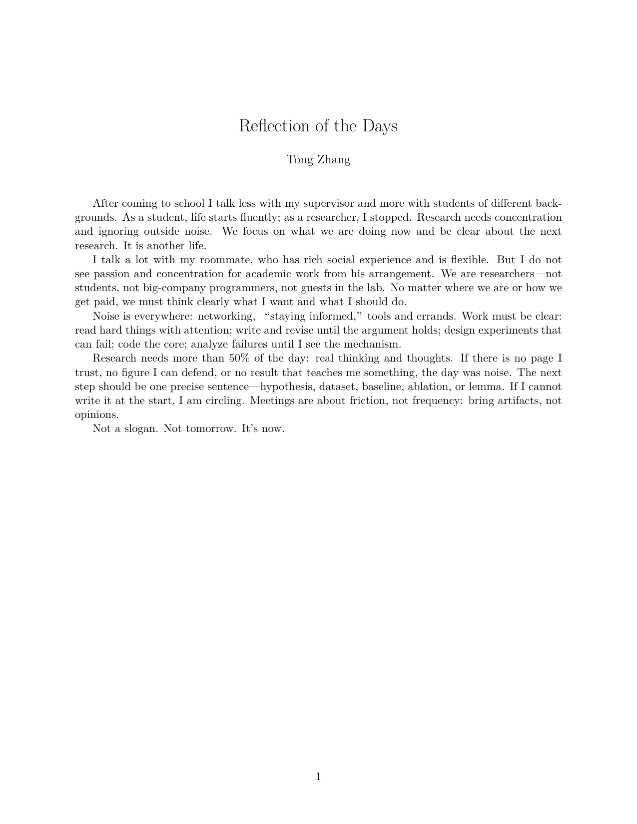 Reflection of the Days - page 1